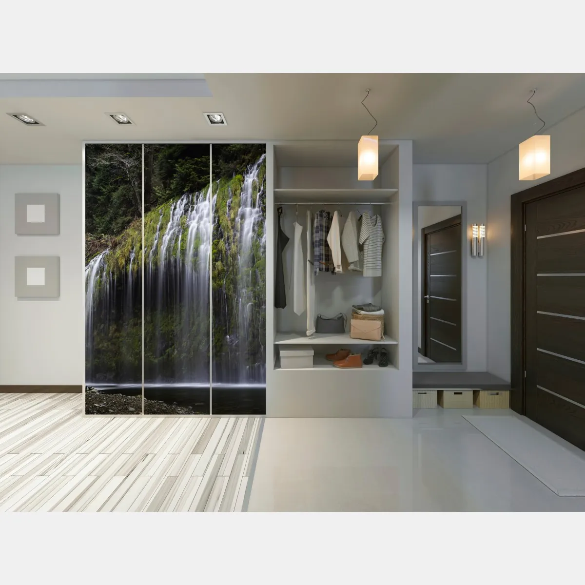 Naklejka na szafę wodospad porośnięty mchem w lesie – Wallissimo® Naklejka na szafę wodospad porośnięty mchem w lesie – Wallissimo®