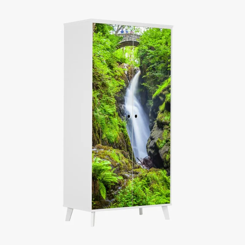 Naklejka na szafę monochromatyczna tekstura marmuru – Wallissimo®