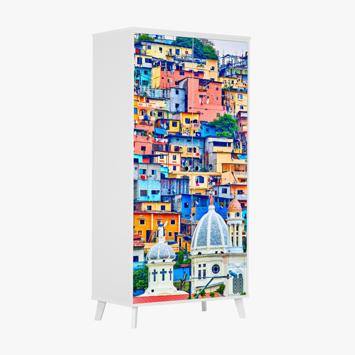 Wardrobe sticker colorful houses of Las Peñas on Santa Ana Hill, Guayaquil