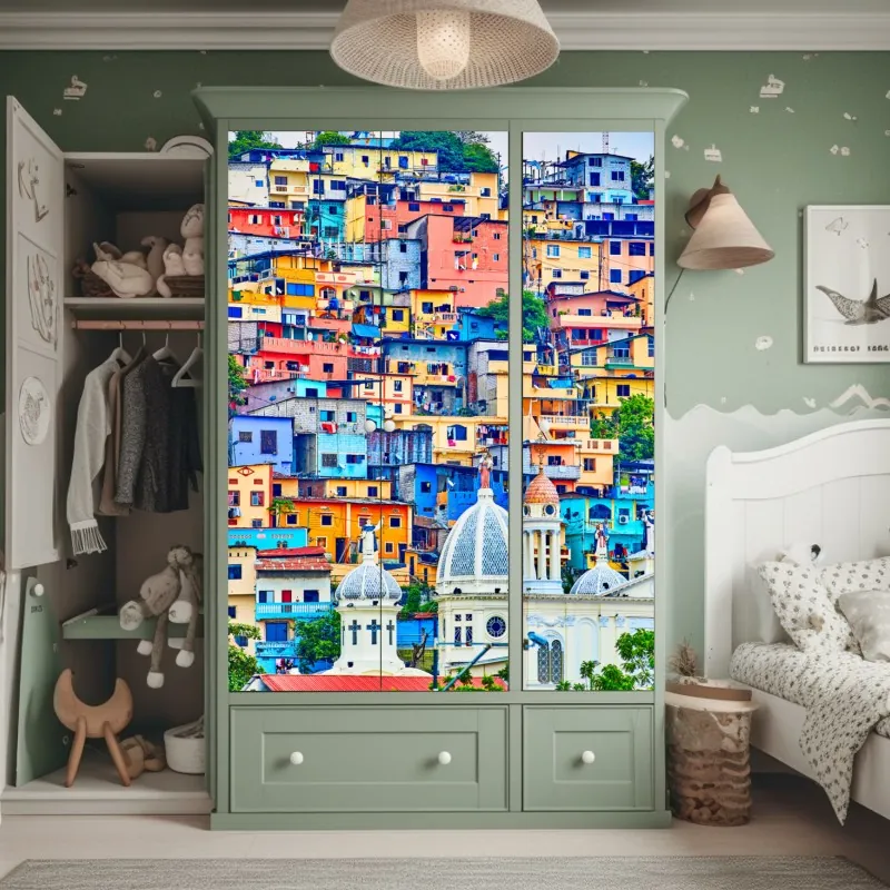 Naklejka na szafę mglisty las sosnowy z Alzacji – Wallissimo®