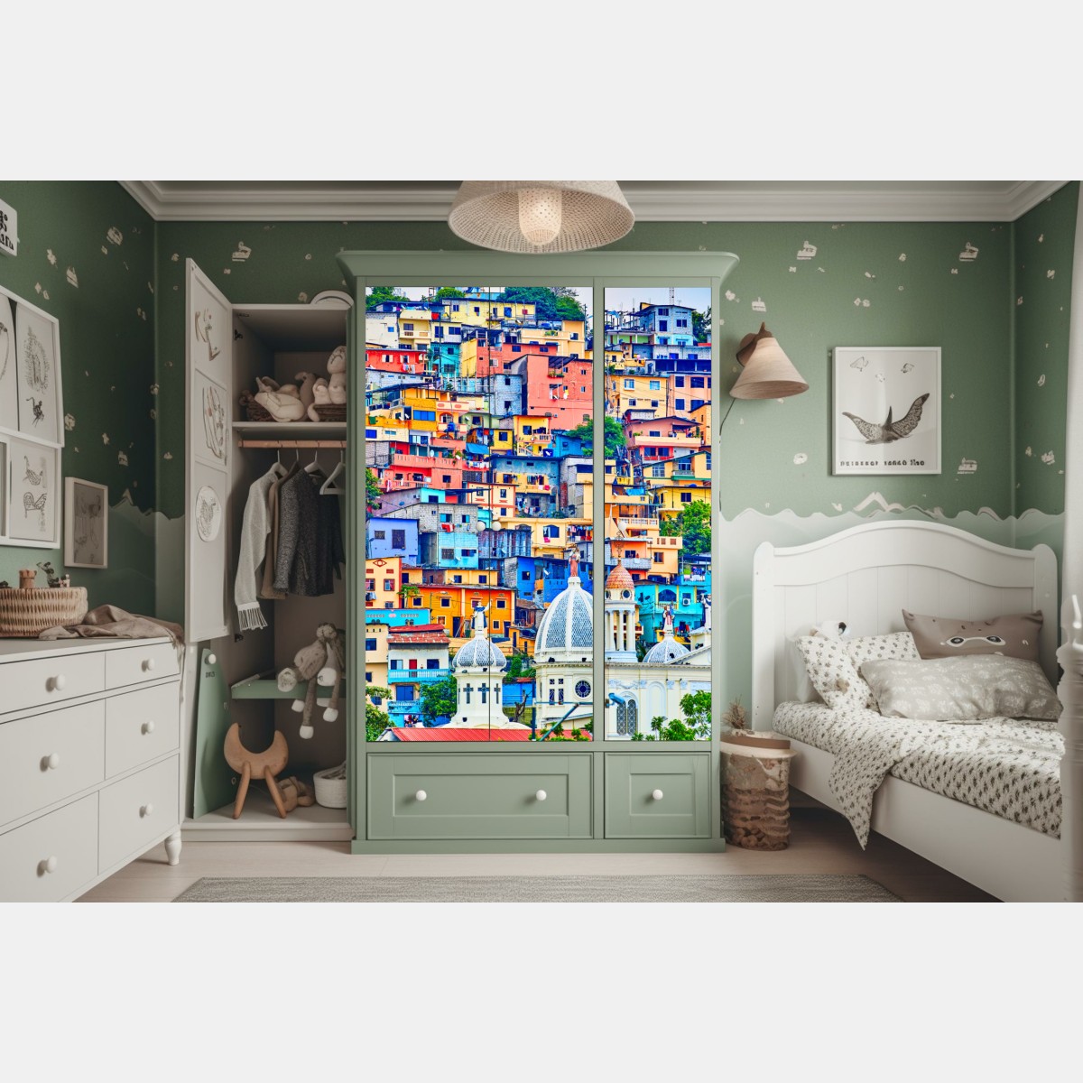 Naklejka na szafę kolorowe domy Las Peñas na wzgórzu Santa Ana, Guayaquil – Wallissimo® Naklejka na szafę kolorowe domy Las Peñas na wzgórzu Santa Ana, Guayaquil – Wallissimo®