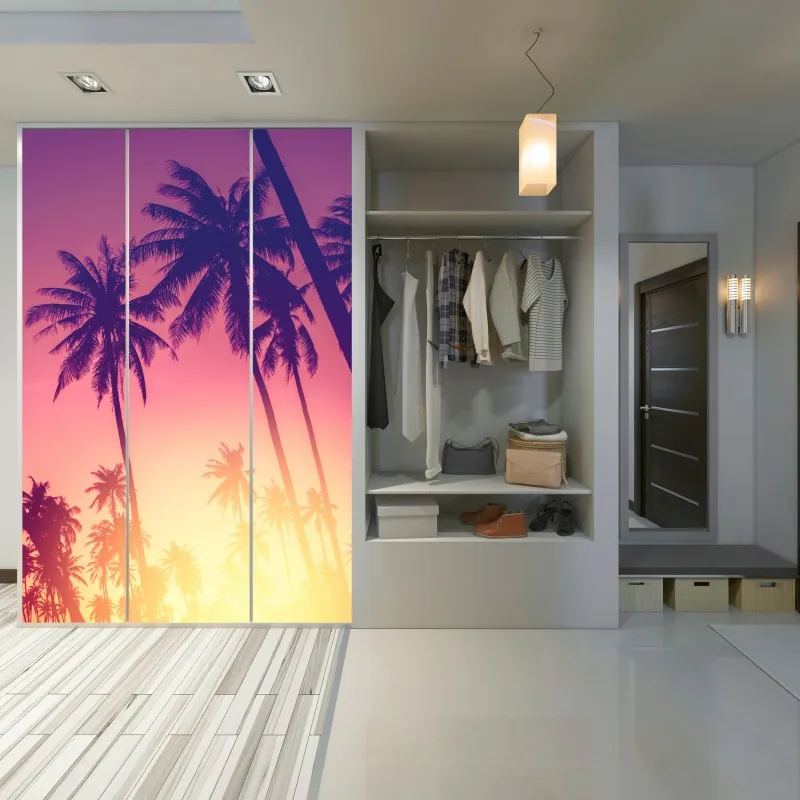 Naklejka na szafę elegancki motyw art deco w odcieniach bordo i koralu – Wallissimo®