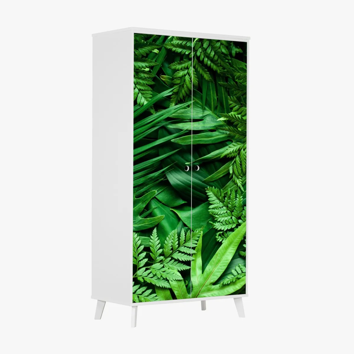 Naklejka na szafę bujny zielony wzór liści – Wallissimo® Naklejka na szafę bujny zielony wzór liści – Wallissimo®