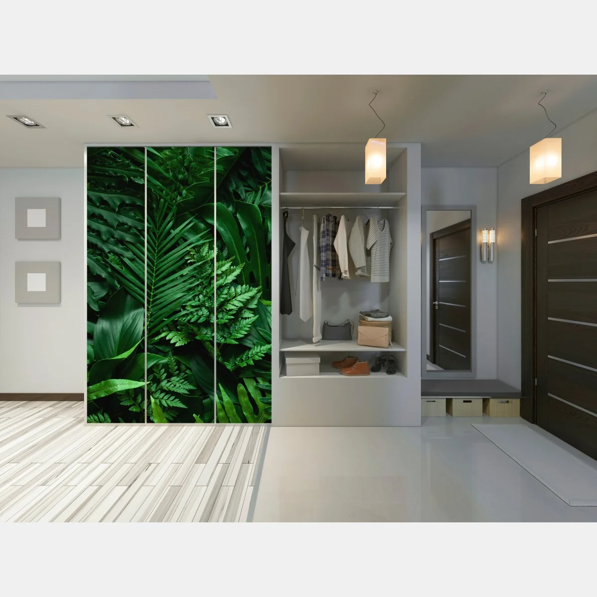 Naklejka na szafę bujne tropikalne liście – Wallissimo® Naklejka na szafę bujne tropikalne liście – Wallissimo®