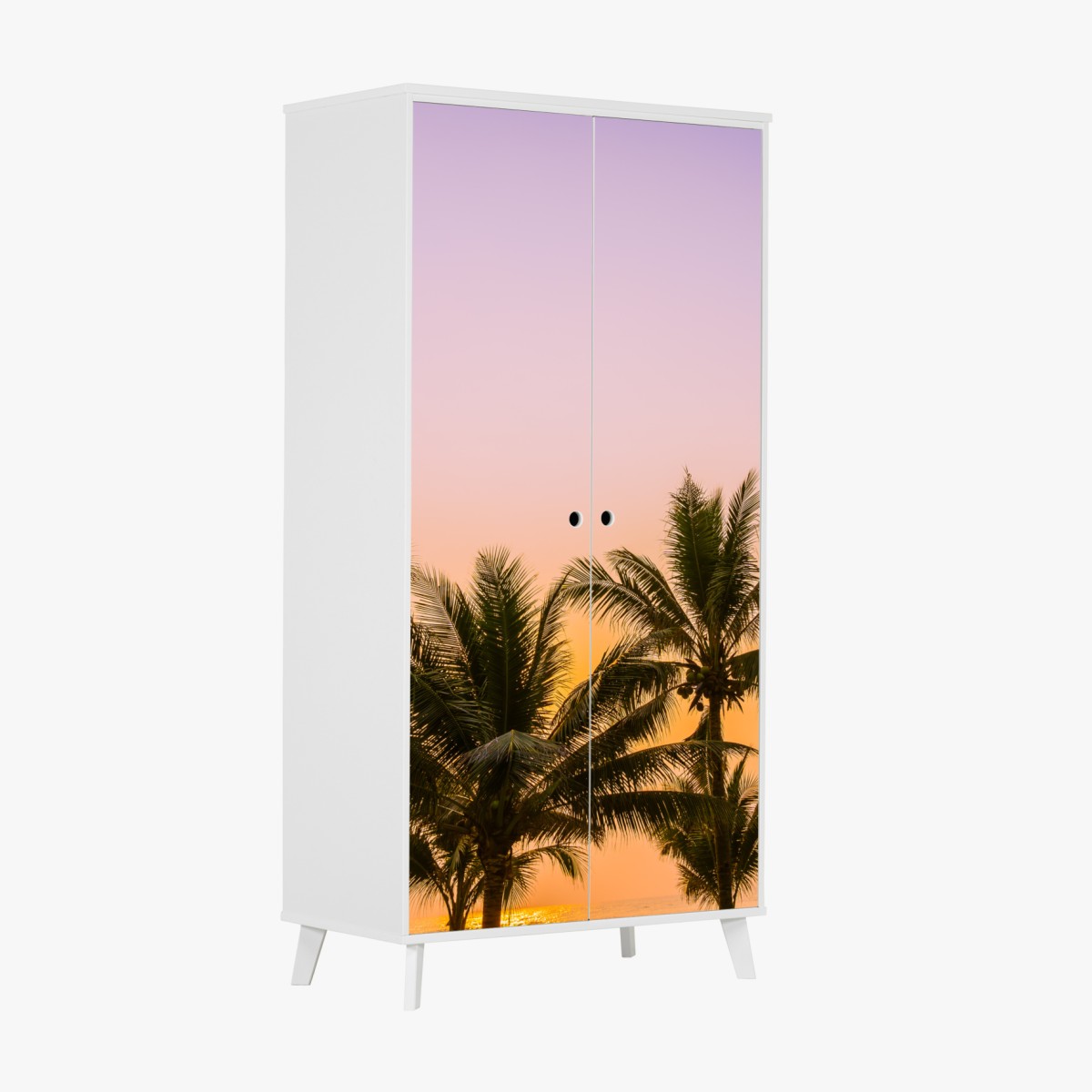 Wardrobe sticker tropical palm sunset at the beach