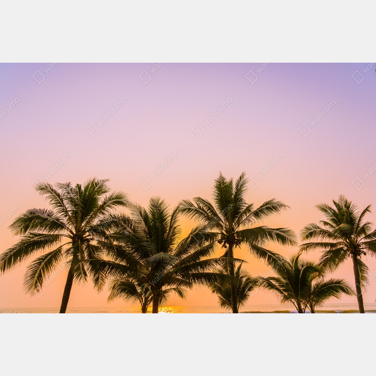 Naklejka na szafę tropikalny zachód słońca z palmami na plaży – Wallissimo® Naklejka na szafę tropikalny zachód słońca z palmami na plaży – Wallissimo®