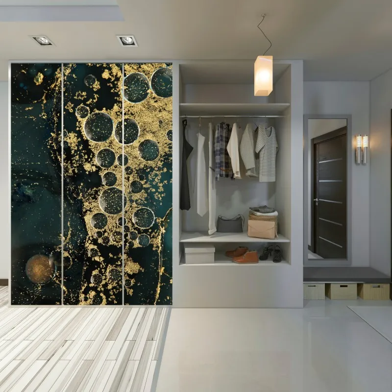 Naklejka na szafę turkusowo-złota abstrakcyjna marmurkowa faktura – Wallissimo® Naklejka na szafę turkusowo-złota abstrakcyjna marmurkowa faktura – Wallissimo®