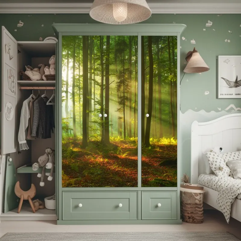 Naklejka na szafę beżowa tekstura marmuru z białymi żyłami – Wallissimo®