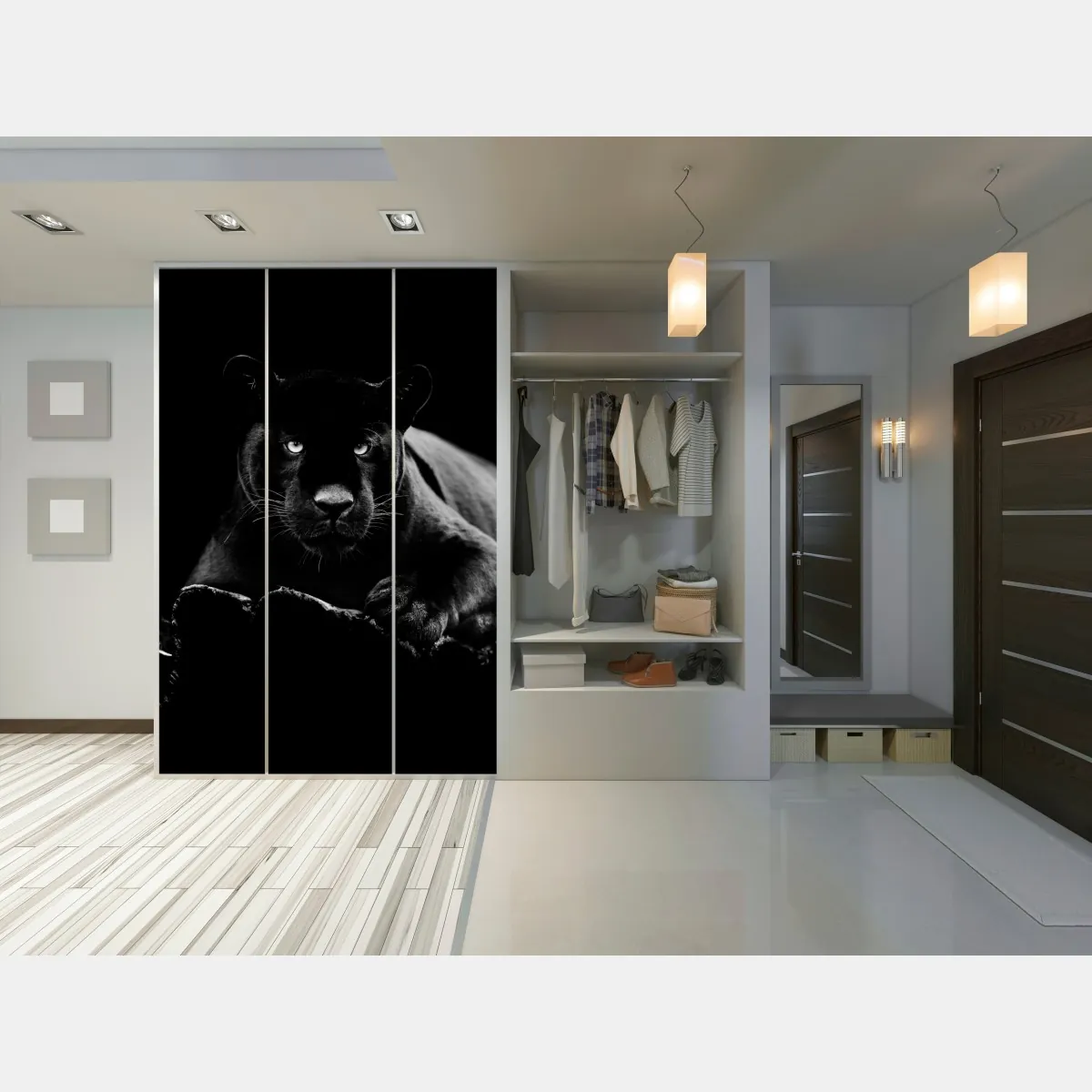 Naklejka na szafę majestatyczny portret czarnej pantery – Wallissimo® Naklejka na szafę majestatyczny portret czarnej pantery – Wallissimo®