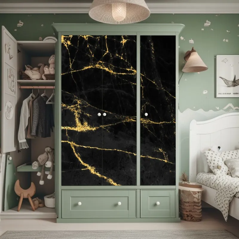 Naklejka na szafę złote Wat Arun o zmierzchu – Wallissimo®