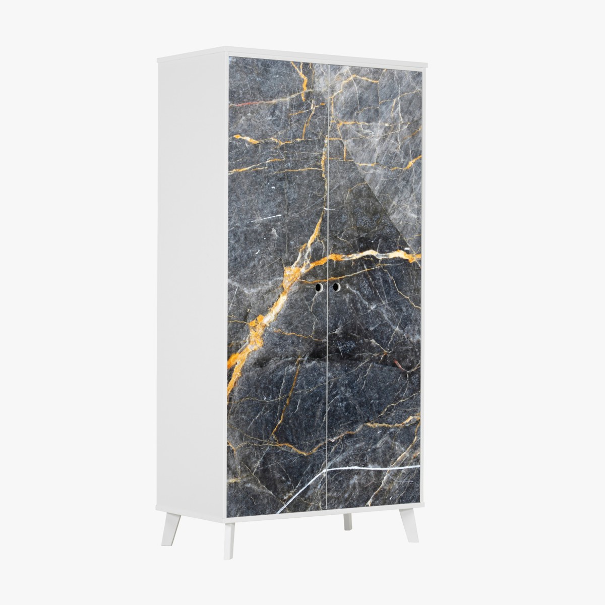 Wardrobe sticker dark gray marble with gold veins