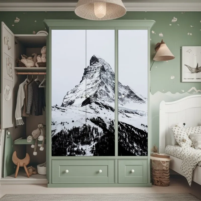 Naklejka na szafę minimalna niebieska wstęga geometryczna – Wallissimo®