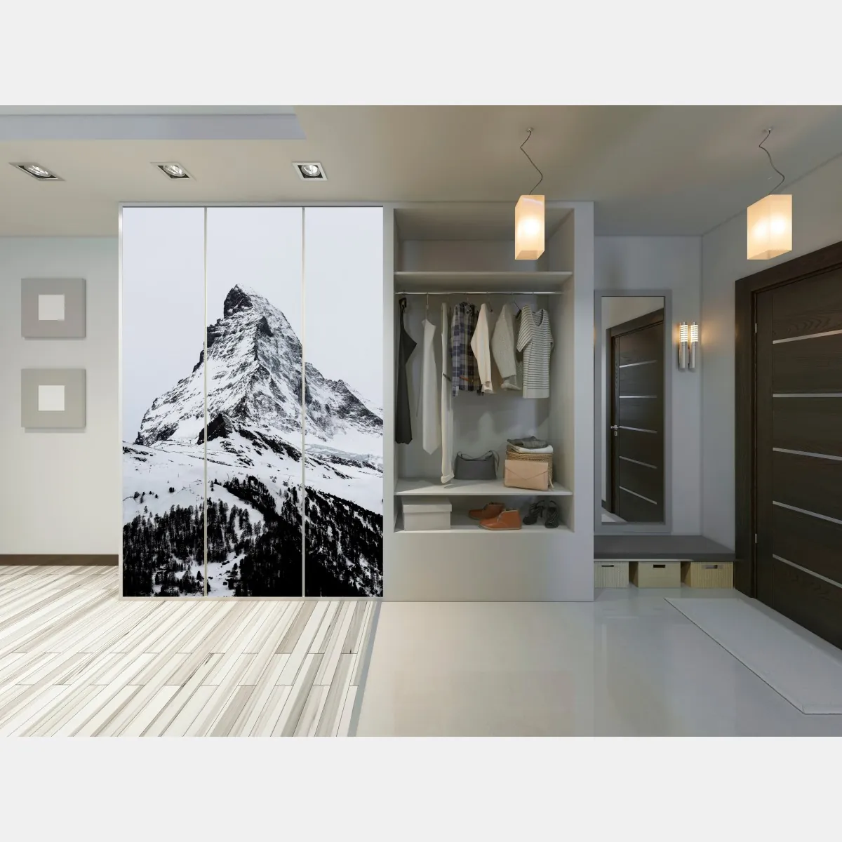 Naklejka na szafę samotny pokryty śniegiem szczyt górski – Wallissimo® Naklejka na szafę samotny pokryty śniegiem szczyt górski – Wallissimo®