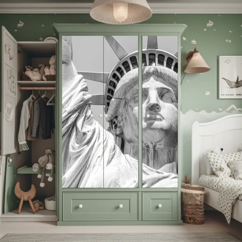 Naklejka na szafę Statua Wolności z bliska – Wallissimo® Naklejka na szafę Statua Wolności z bliska – Wallissimo®