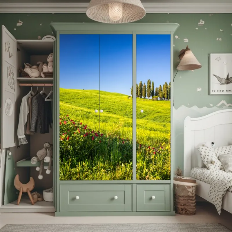 Naklejka na szafę mgła nad alpejskim jeziorem – Wallissimo®