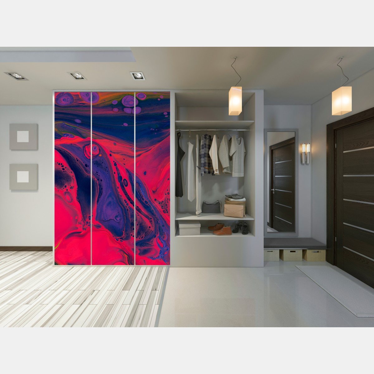 Naklejka na szafę żywa różowa abstrakcja płynna – Wallissimo® Naklejka na szafę żywa różowa abstrakcja płynna – Wallissimo®