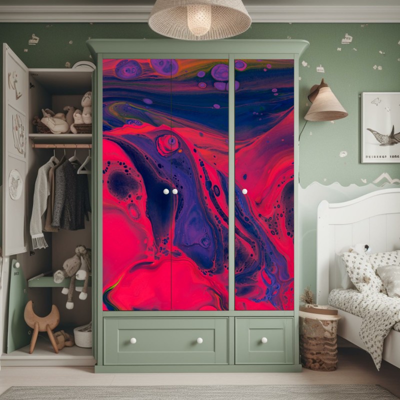 Naklejka na szafę żywa różowa abstrakcja płynna – Wallissimo® Naklejka na szafę żywa różowa abstrakcja płynna – Wallissimo®