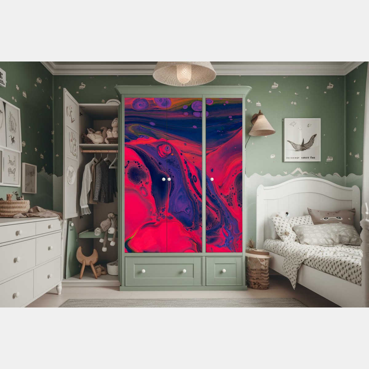 Naklejka na szafę żywa różowa abstrakcja płynna – Wallissimo® Naklejka na szafę żywa różowa abstrakcja płynna – Wallissimo®