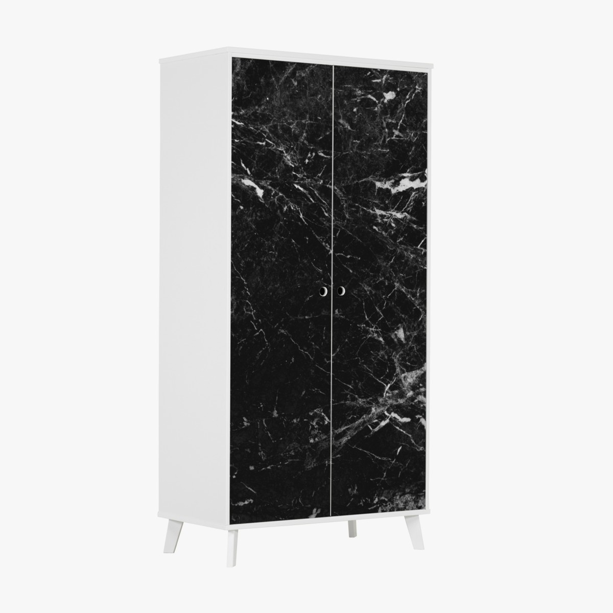 Wardrobe sticker black marble texture with white veins