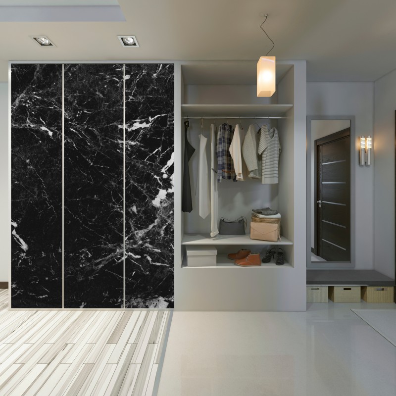 Naklejka na szafę czarny marmur z białymi żyłkami – Wallissimo® Naklejka na szafę czarny marmur z białymi żyłkami – Wallissimo®