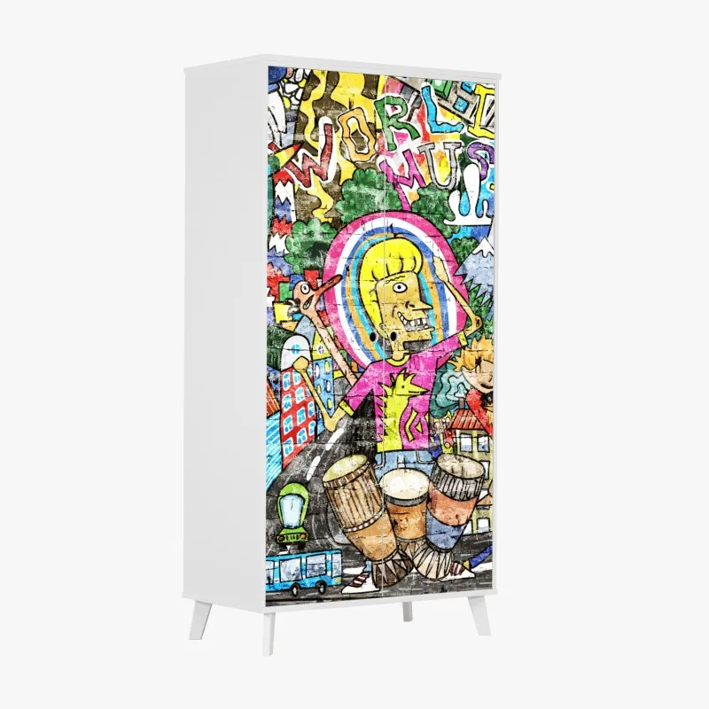 Naklejka na szafę delikatny wzór z magnoliami – Wallissimo®