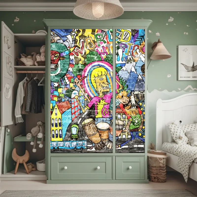 Naklejka na szafę delikatny wzór z magnoliami – Wallissimo®