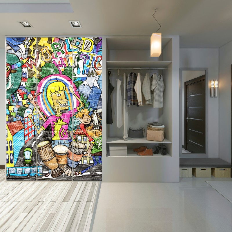 Naklejka na szafę kolorowy mural uliczny – Wallissimo® Naklejka na szafę kolorowy mural uliczny – Wallissimo®