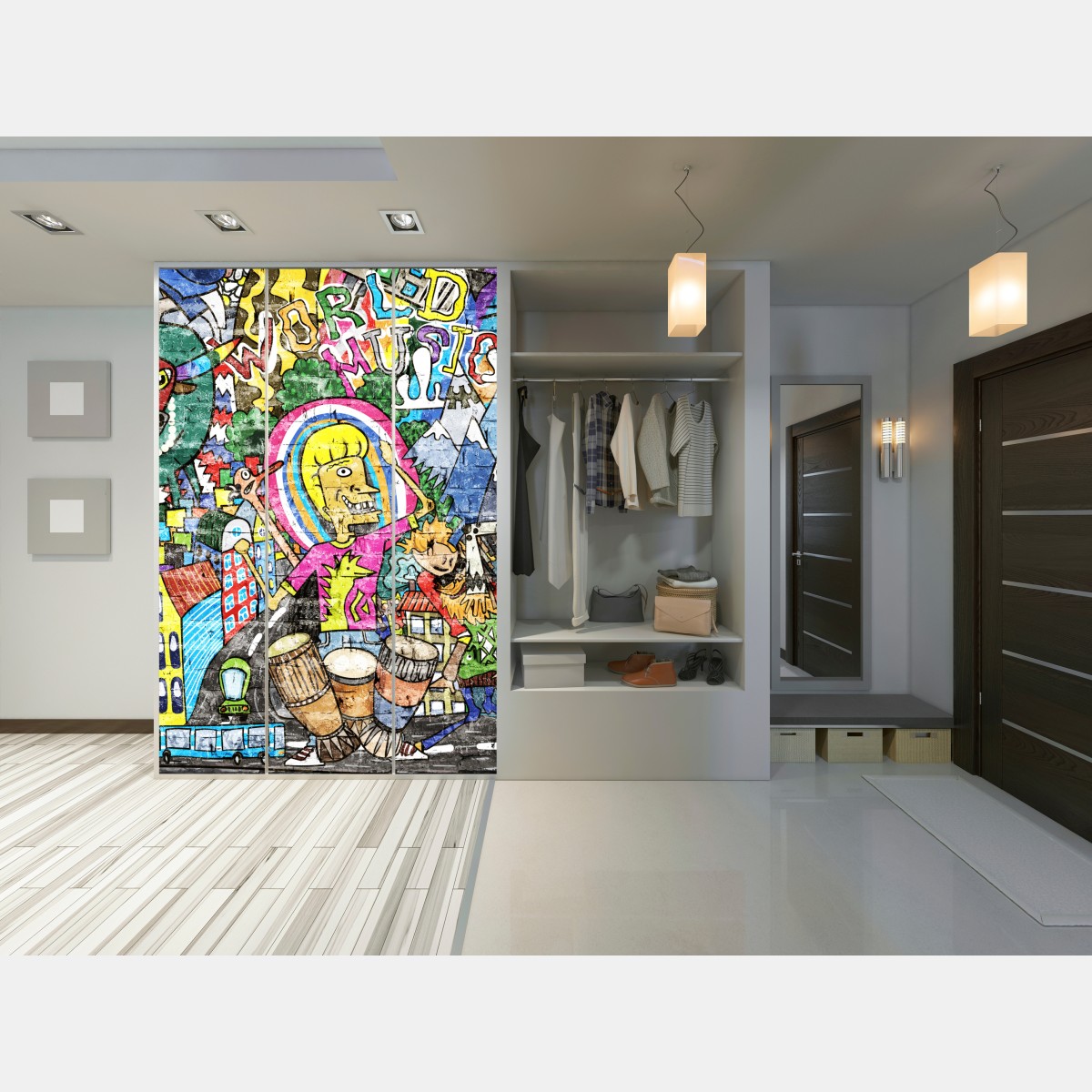 Naklejka na szafę kolorowy mural uliczny – Wallissimo® Naklejka na szafę kolorowy mural uliczny – Wallissimo®