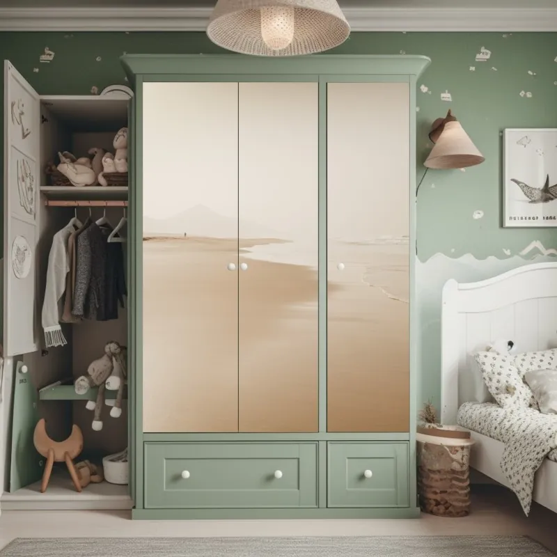 Naklejka na szafę luksusowy złoty wzór kwiatowy na granacie – Wallissimo®