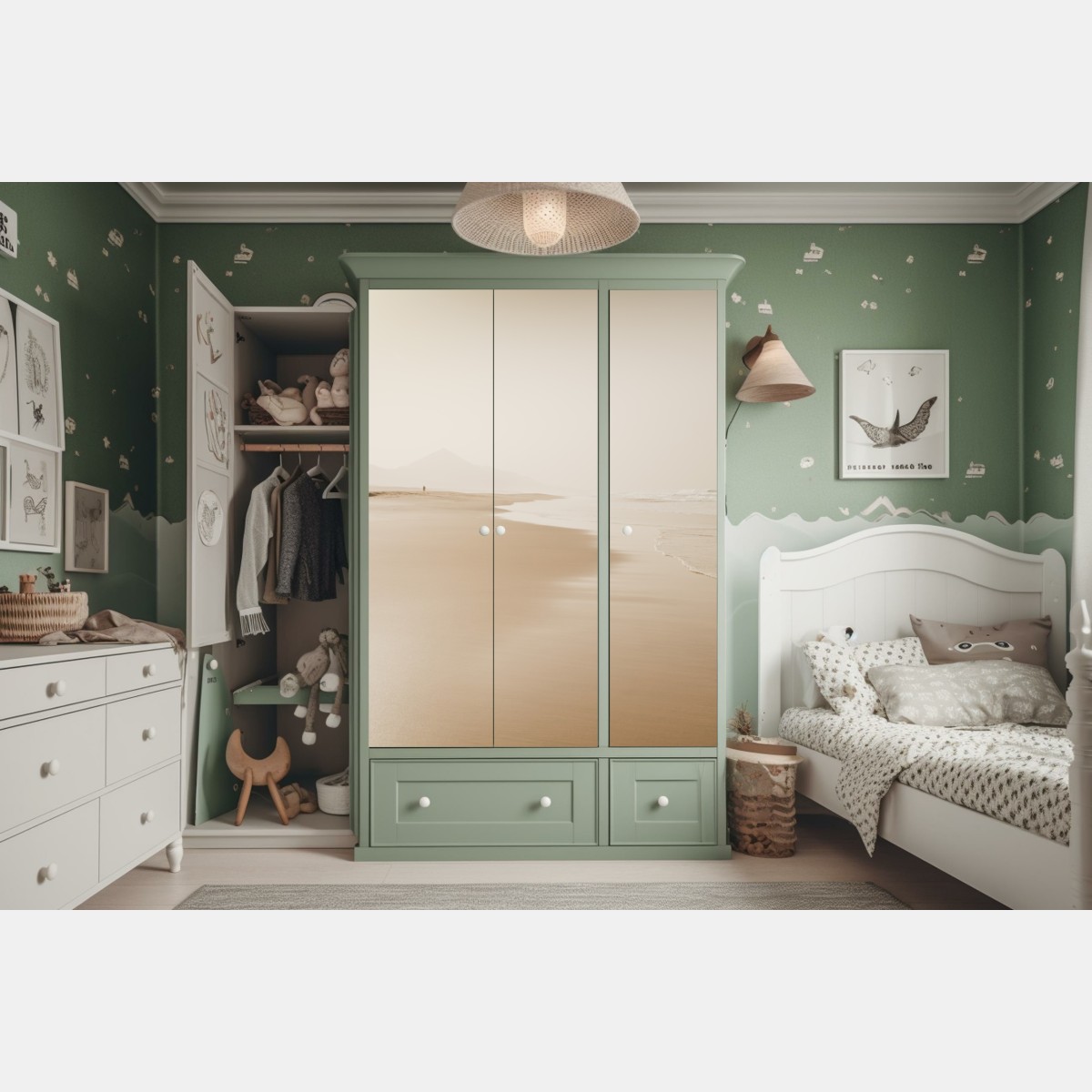 Naklejka na szafę spokojna sepiowa plaża – Wallissimo® Naklejka na szafę spokojna sepiowa plaża – Wallissimo®