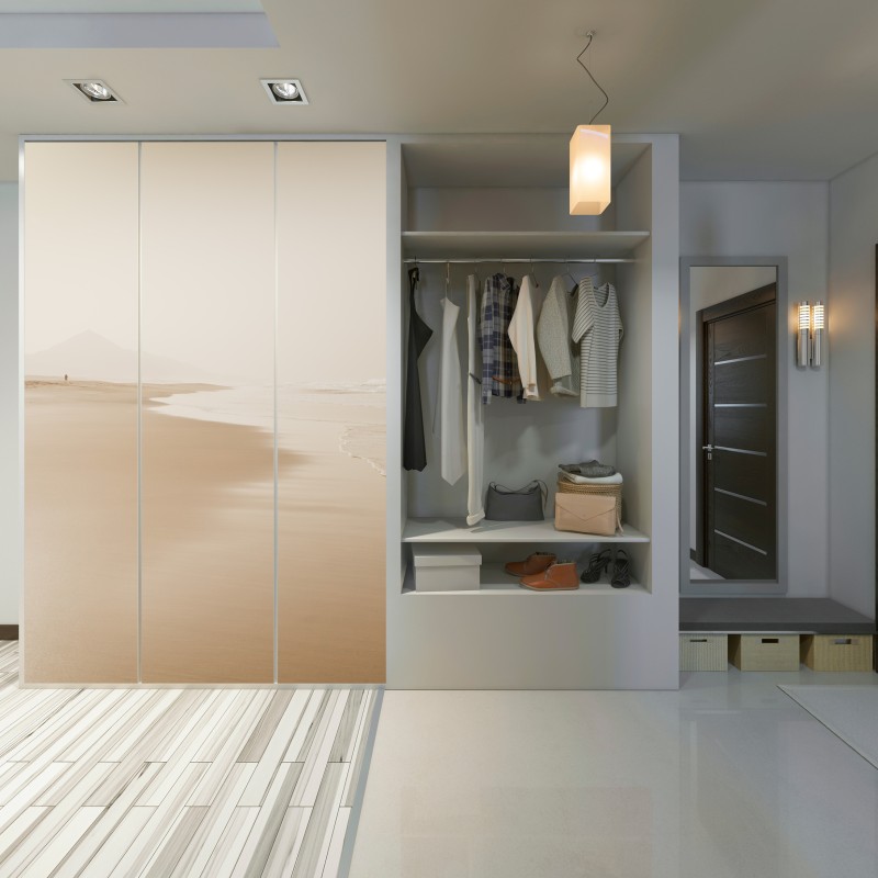 Naklejka na szafę spokojna sepiowa plaża – Wallissimo® Naklejka na szafę spokojna sepiowa plaża – Wallissimo®