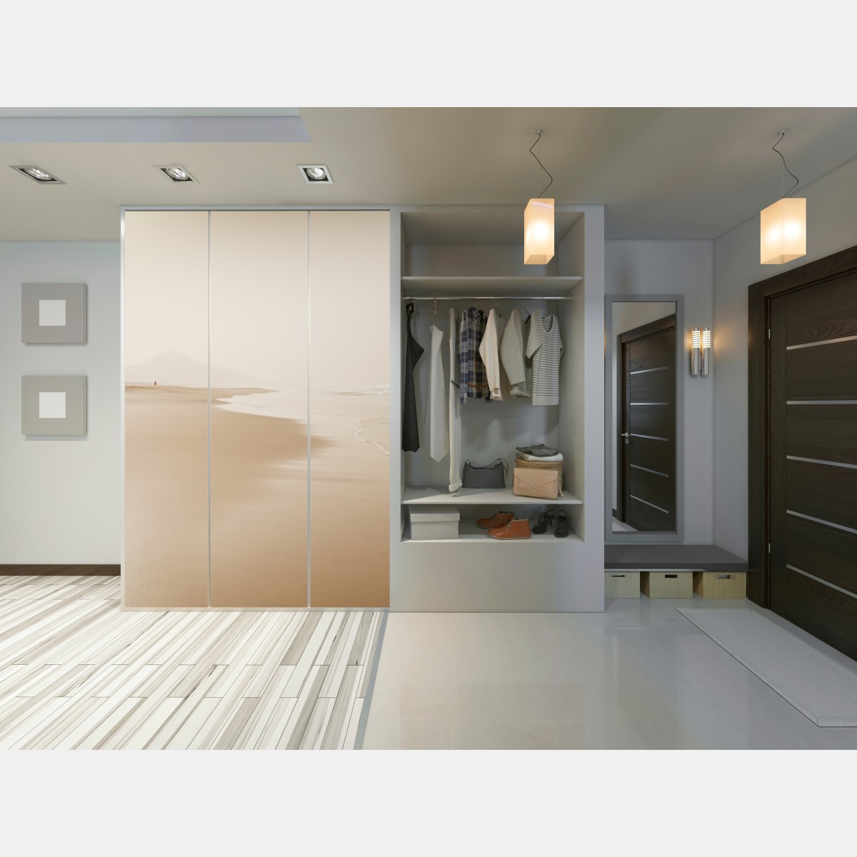 Naklejka na szafę spokojna sepiowa plaża – Wallissimo® Naklejka na szafę spokojna sepiowa plaża – Wallissimo®