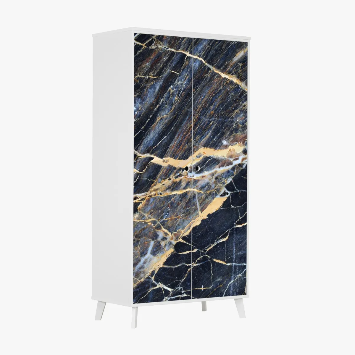 Naklejka na szafę ciemny marmur ze złotymi i kremowymi żyłami – Wallissimo® Naklejka na szafę ciemny marmur ze złotymi i kremowymi żyłami – Wallissimo®