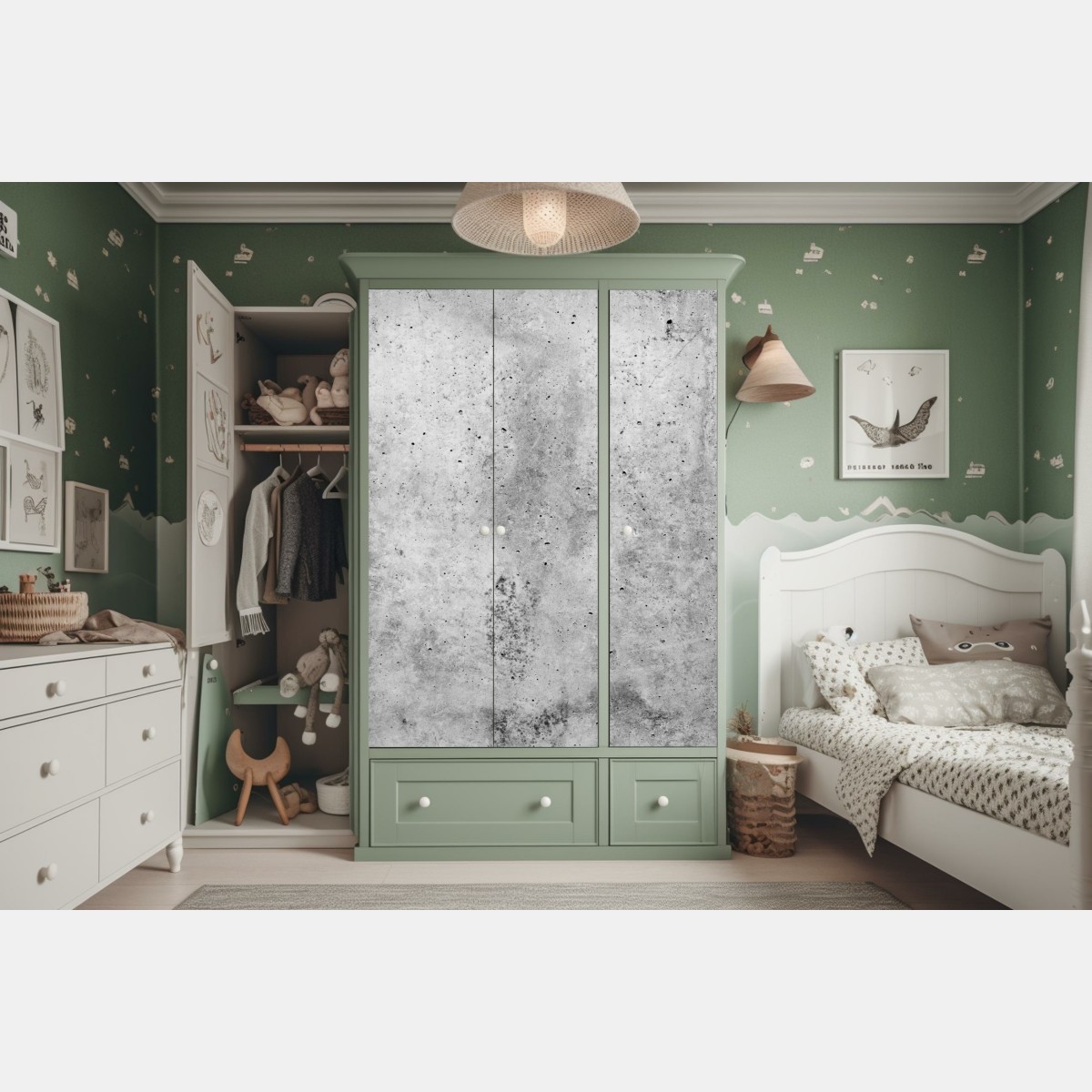 Naklejka na szafę surowa tekstura betonu na ścianie – Wallissimo® Naklejka na szafę surowa tekstura betonu na ścianie – Wallissimo®