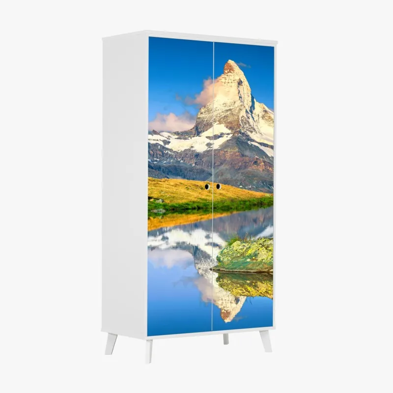 Naklejka na szafę żywy zachód słońca z palmami – Wallissimo®