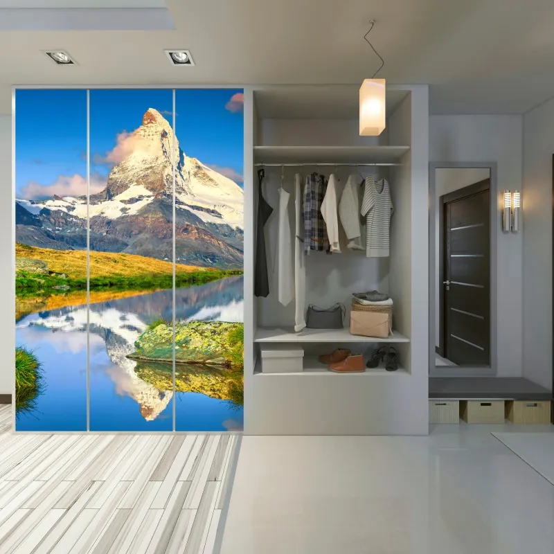 Naklejka na szafę żywy zachód słońca z palmami – Wallissimo®