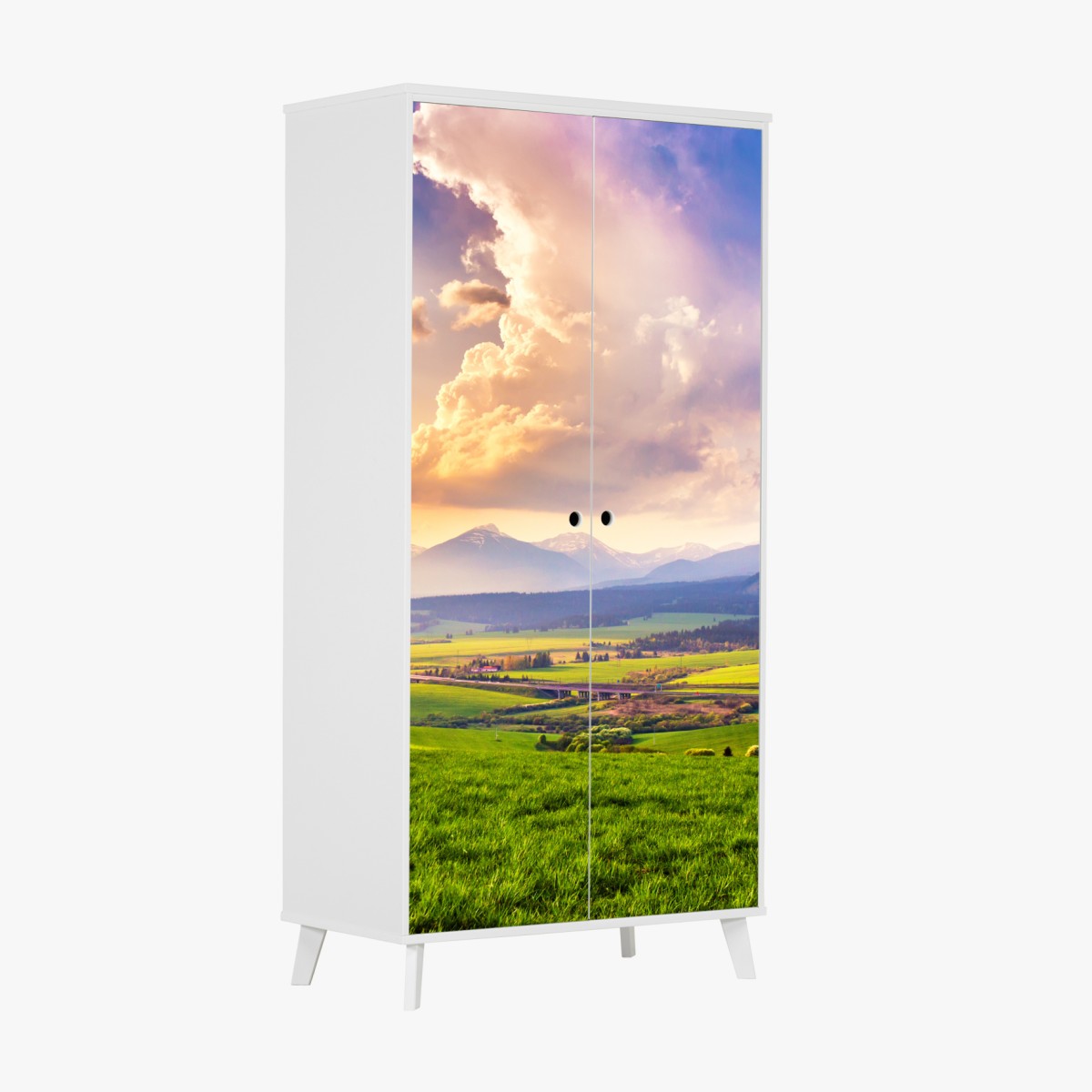 Wardrobe sticker spring mountain valley panorama, Tatras Slovakia