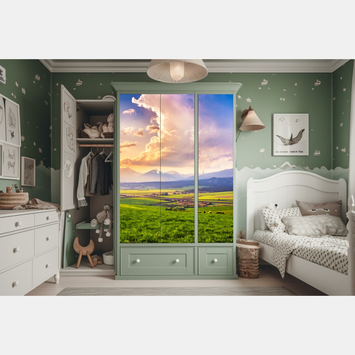 Naklejka na szafę panorama wiosennej doliny górskiej, Tatry Słowacja – Wallissimo® Naklejka na szafę panorama wiosennej doliny górskiej, Tatry Słowacja – Wallissimo®