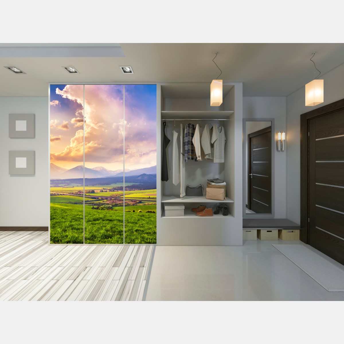 Naklejka na szafę panorama wiosennej doliny górskiej, Tatry Słowacja – Wallissimo® Naklejka na szafę panorama wiosennej doliny górskiej, Tatry Słowacja – Wallissimo®