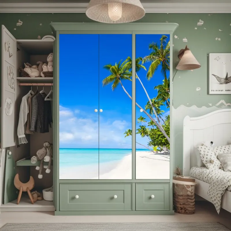 Naklejka na szafę elegancki szary wzór damasceński – Wallissimo®