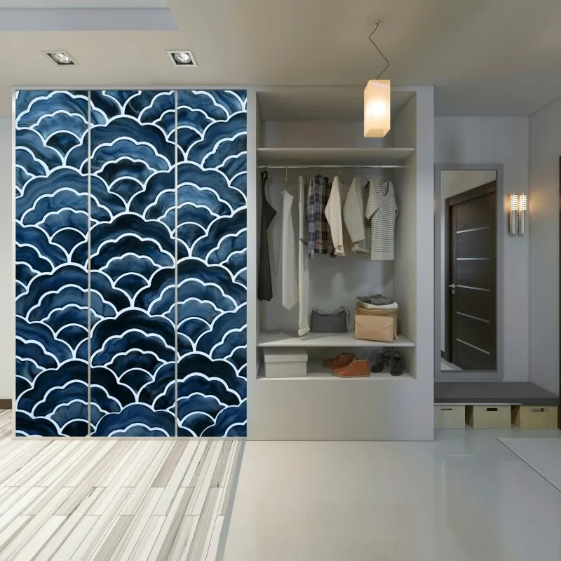 Naklejka na szafę turkusowo-złota abstrakcja w technice alcohol ink – Wallissimo®