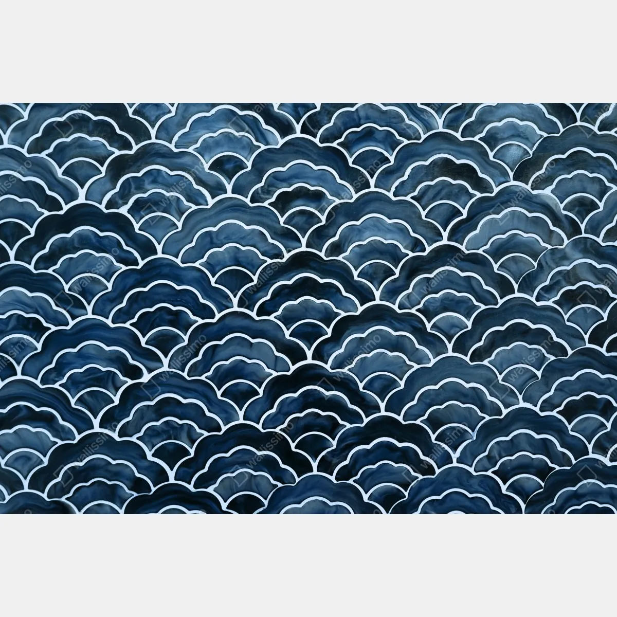 Naklejka na szafę japoński niebieski wzór seigaiha – Wallissimo® Naklejka na szafę japoński niebieski wzór seigaiha – Wallissimo®