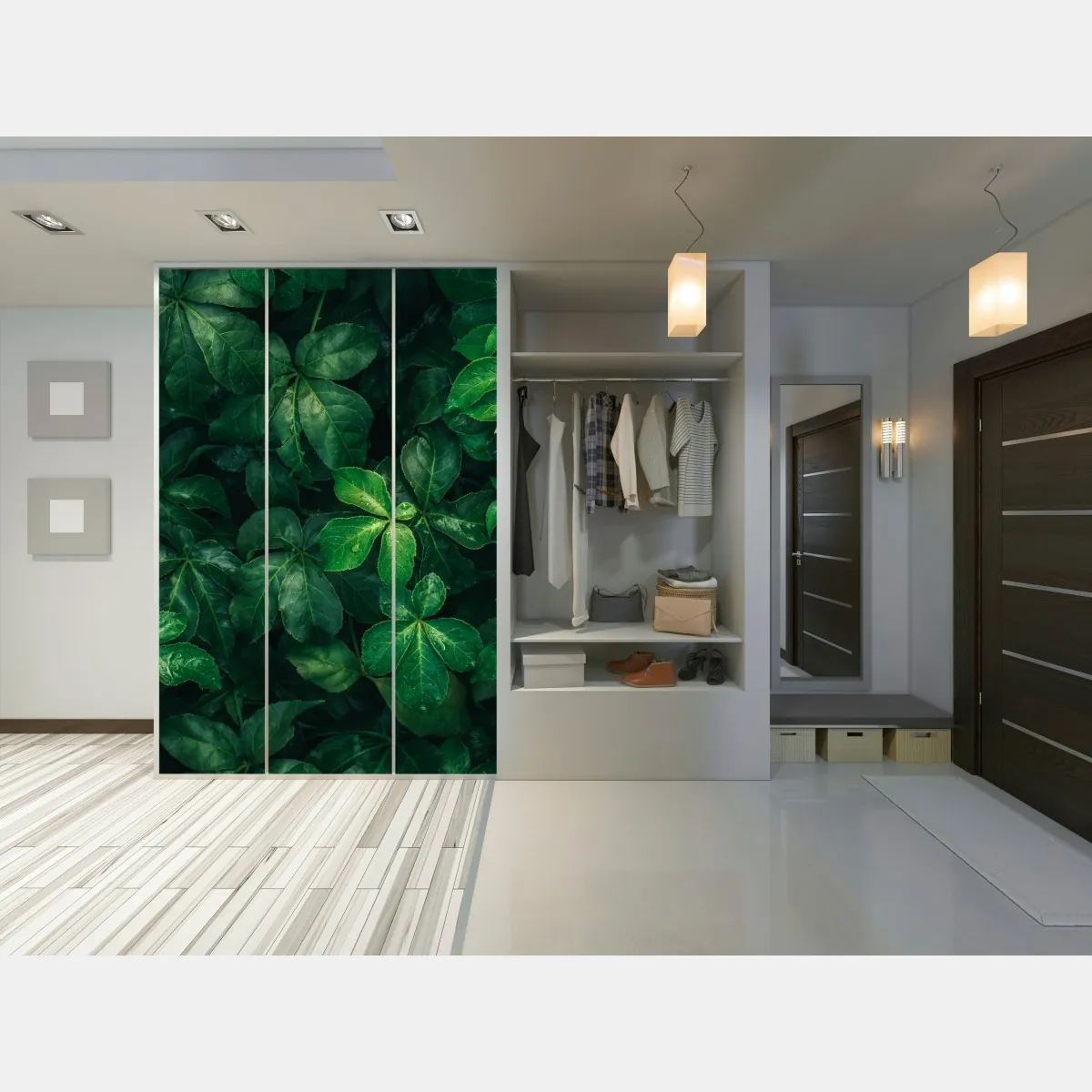 Naklejka na szafę bujne tropikalne zielone liście – Wallissimo® Naklejka na szafę bujne tropikalne zielone liście – Wallissimo®