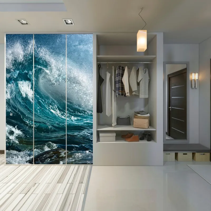 Naklejka na szafę delikatne białe storczyki na stonowanym tle – Wallissimo®