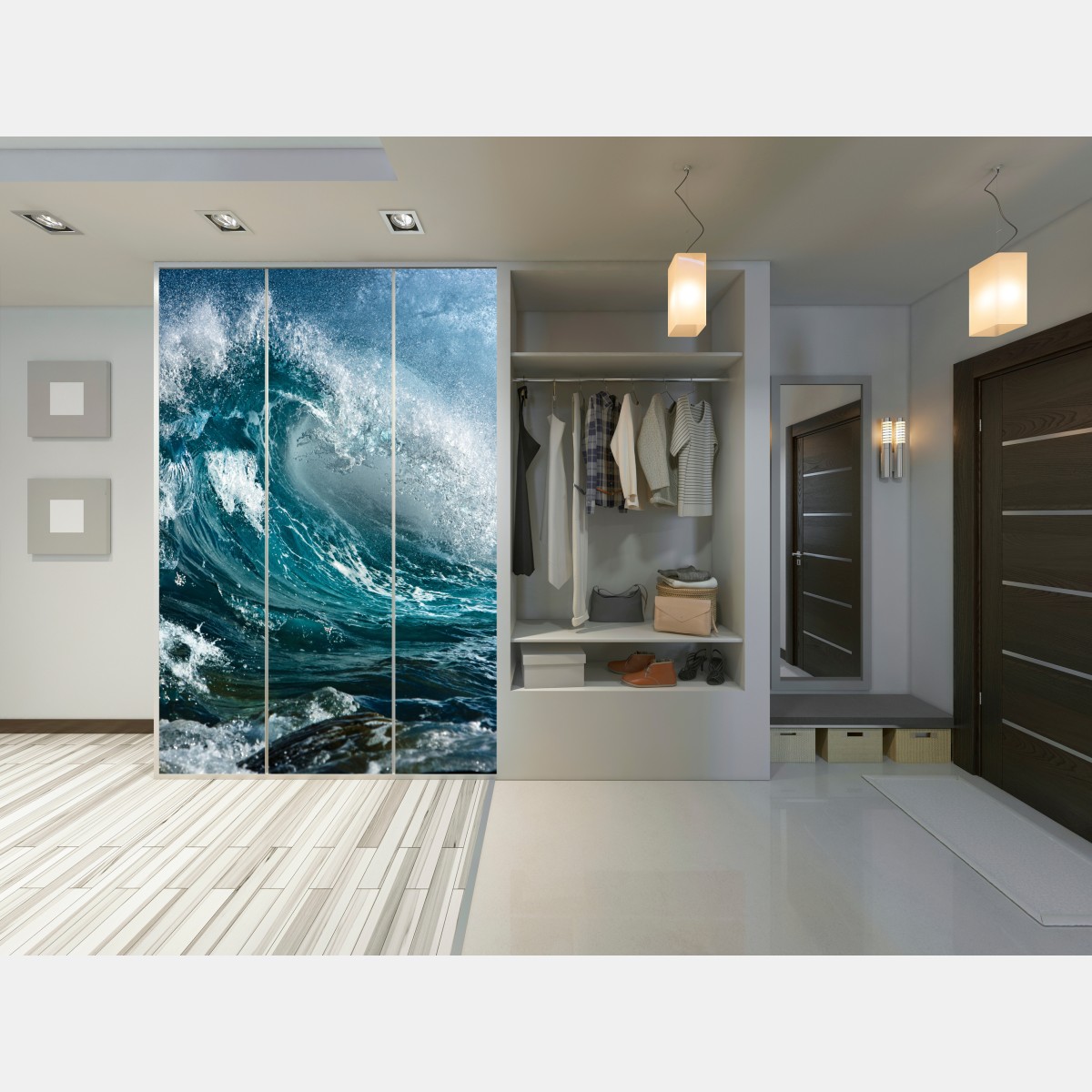 Naklejka na szafę turkusowa fala oceanu w ruchu – Wallissimo® Naklejka na szafę turkusowa fala oceanu w ruchu – Wallissimo®