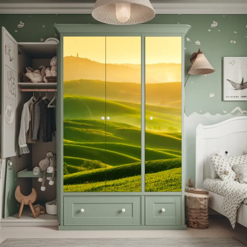 Naklejka na szafę zielona tekstura marmuru – Wallissimo®