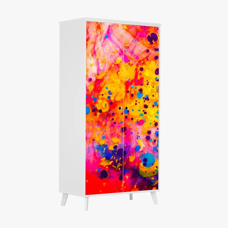 Naklejka na szafę marmurkowanie ebru w żywych kolorach