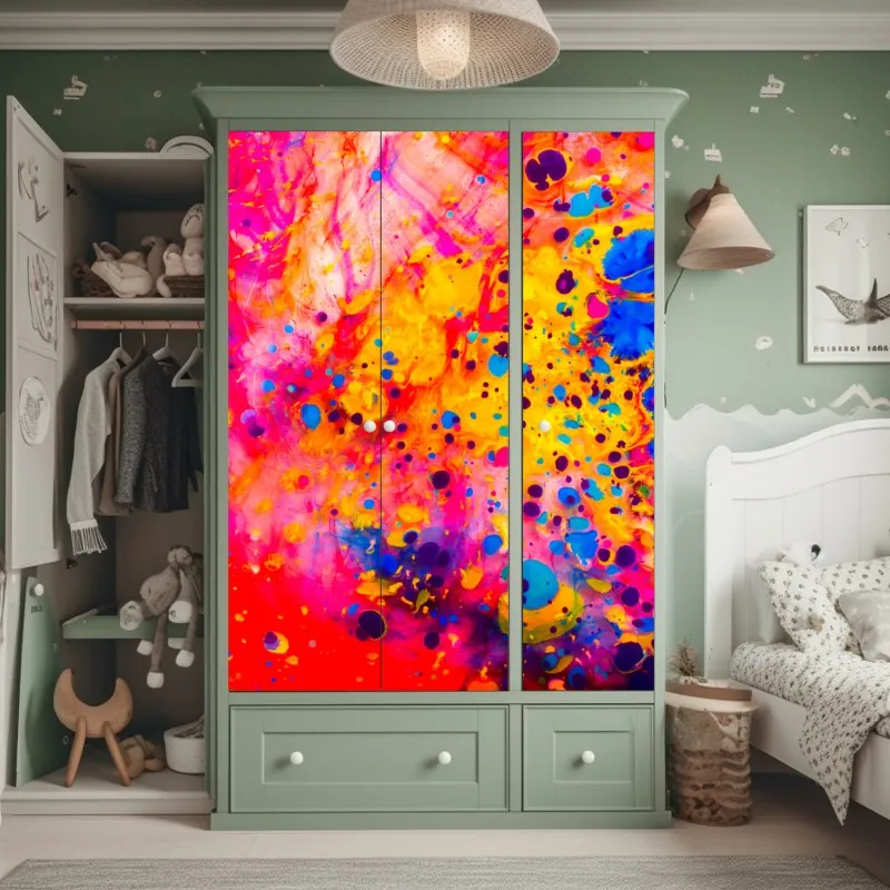 Naklejka na szafę spokojne jezioro z górskim odbiciem – Wallissimo®