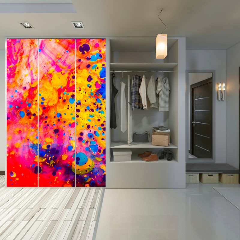 Naklejka na szafę marmurkowanie ebru w żywych kolorach – Wallissimo® Naklejka na szafę marmurkowanie ebru w żywych kolorach – Wallissimo®