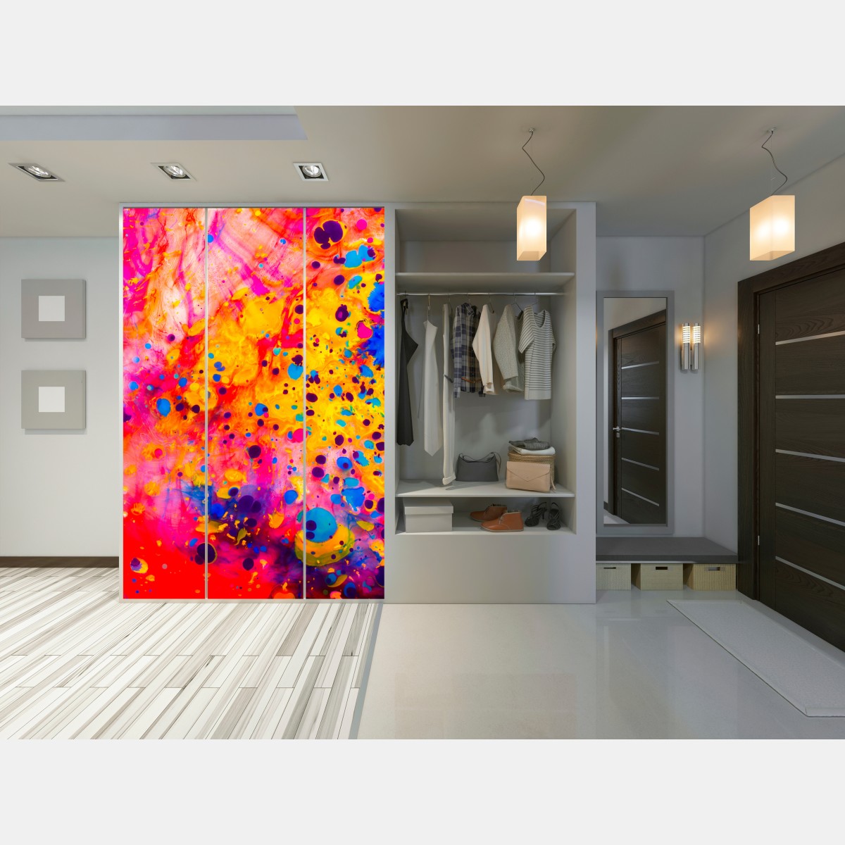 Naklejka na szafę marmurkowanie ebru w żywych kolorach – Wallissimo® Naklejka na szafę marmurkowanie ebru w żywych kolorach – Wallissimo®